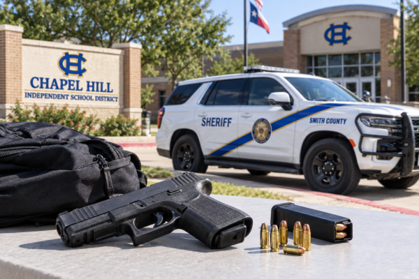 Encuentran pistola y cargador con municiones en mochila de estudiante de Chapel Hill ISD