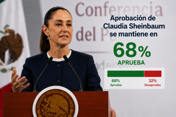 Claudia Sheinbaum mantiene 68% de aprobación entre los mexicanos