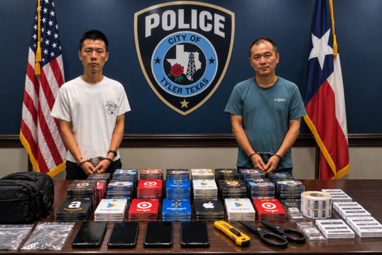 Xiaoqiang Yu y Minlin Chen, arrestados en Tyler por presunta alteración de tarjetas de regalo