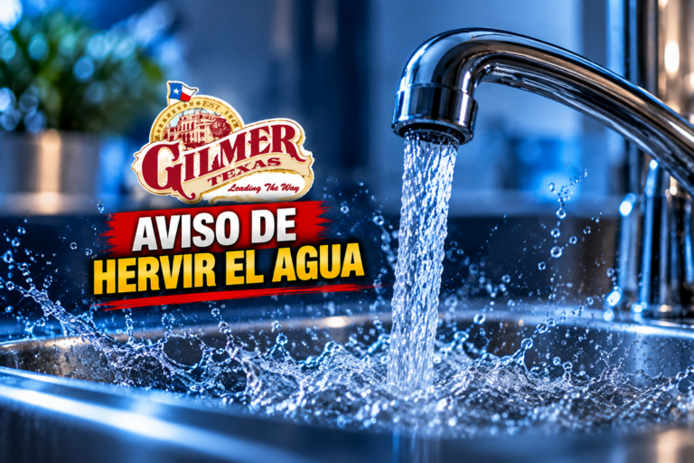 Gilmer emite aviso de hervir el agua para residentes y una escuela por pérdida de presión