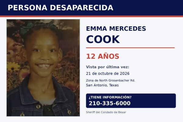 Buscan a Emma Mercedes Cook, niña de 12 años desaparecida en San Antonio, Texas