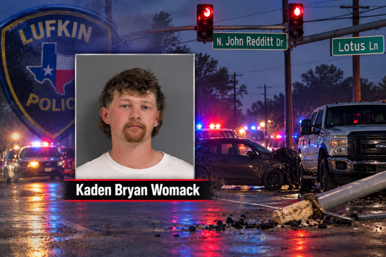 Arrestan a Kaden Bryan Womack por DWI tras choque que dejó dos heridos en Lufkin