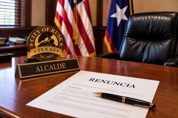 Renuncia el alcalde de Rusk; ciudad garantiza continuidad de servicios públicos